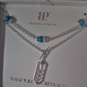 BP Silver Necklace with Turquoise Accents